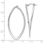 14K w/ White Rhodium Plating Polished Oval Hoop Earrings