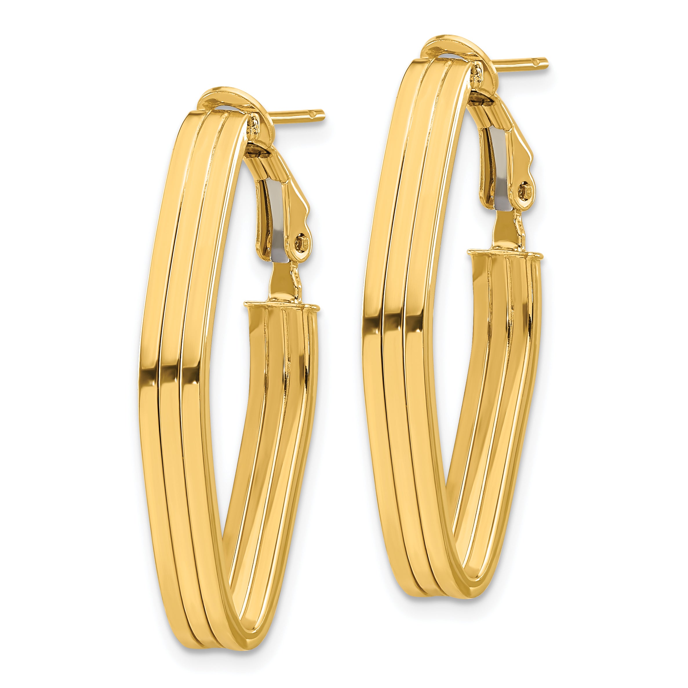 14K Polished Omega Back Hoop Earrings