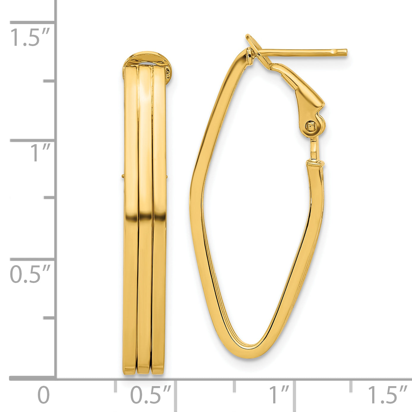 14K Polished Omega Back Hoop Earrings