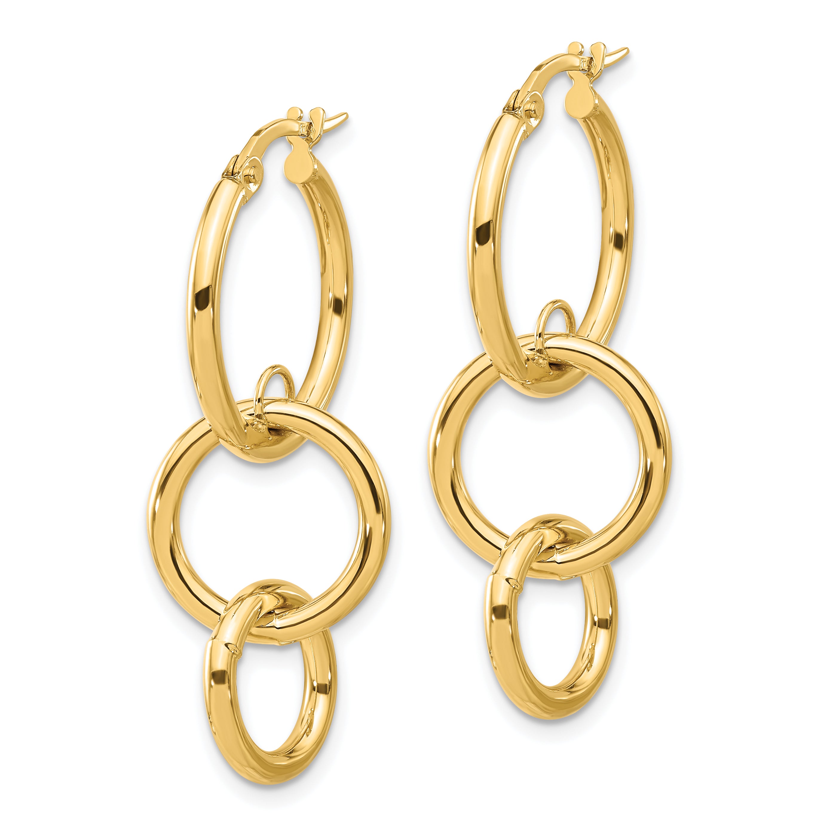 14K Polished Double Round Hoop Earrings Secondary image