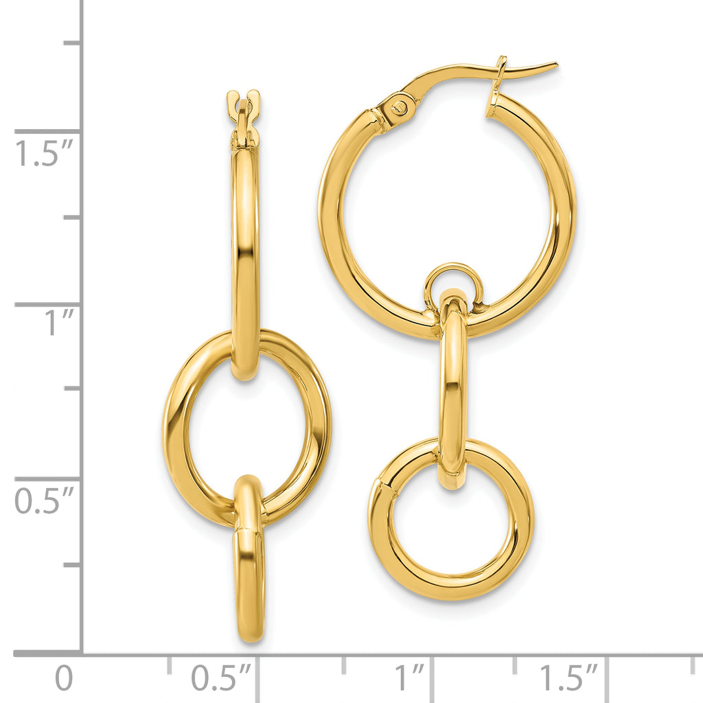 14K Polished Double Round Hoop Earrings