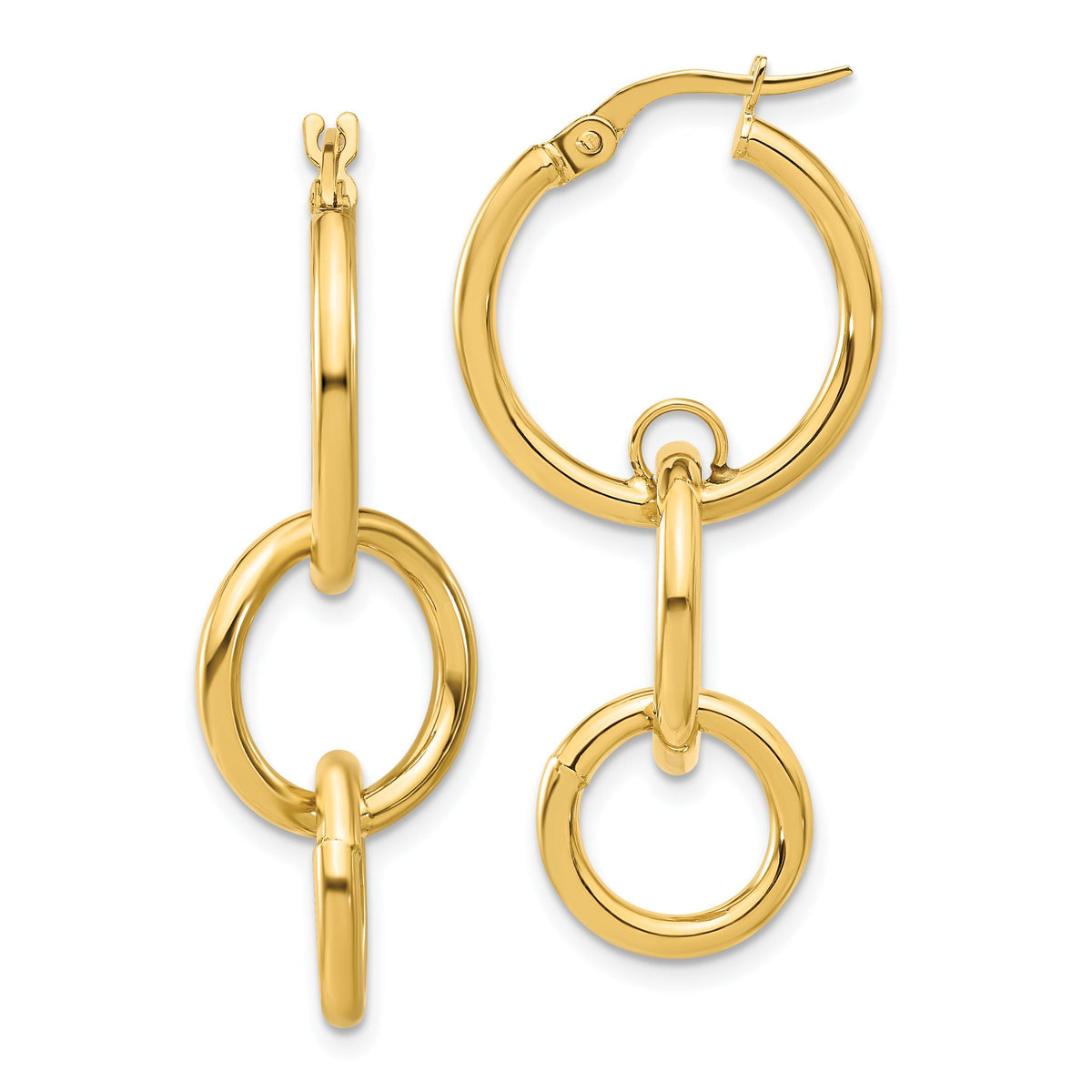 Double Round Hoop Earrings in 14K Yellow Gold, 37mm - Sophia Jewelers Main image