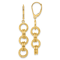 14K Polished Circle Links Dangle Earrings