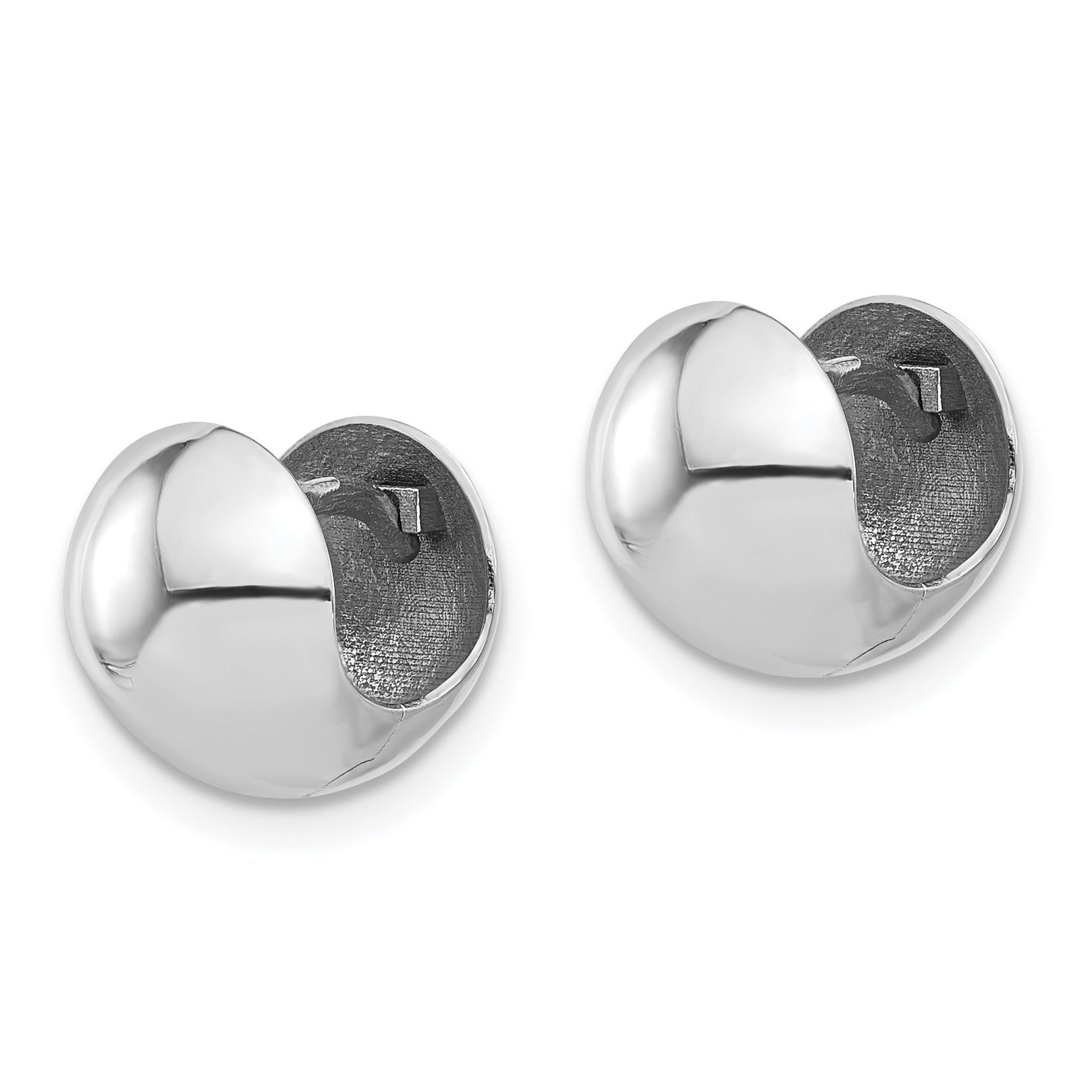 14K White Gold Polished Round Huggie Earrings Secondary image