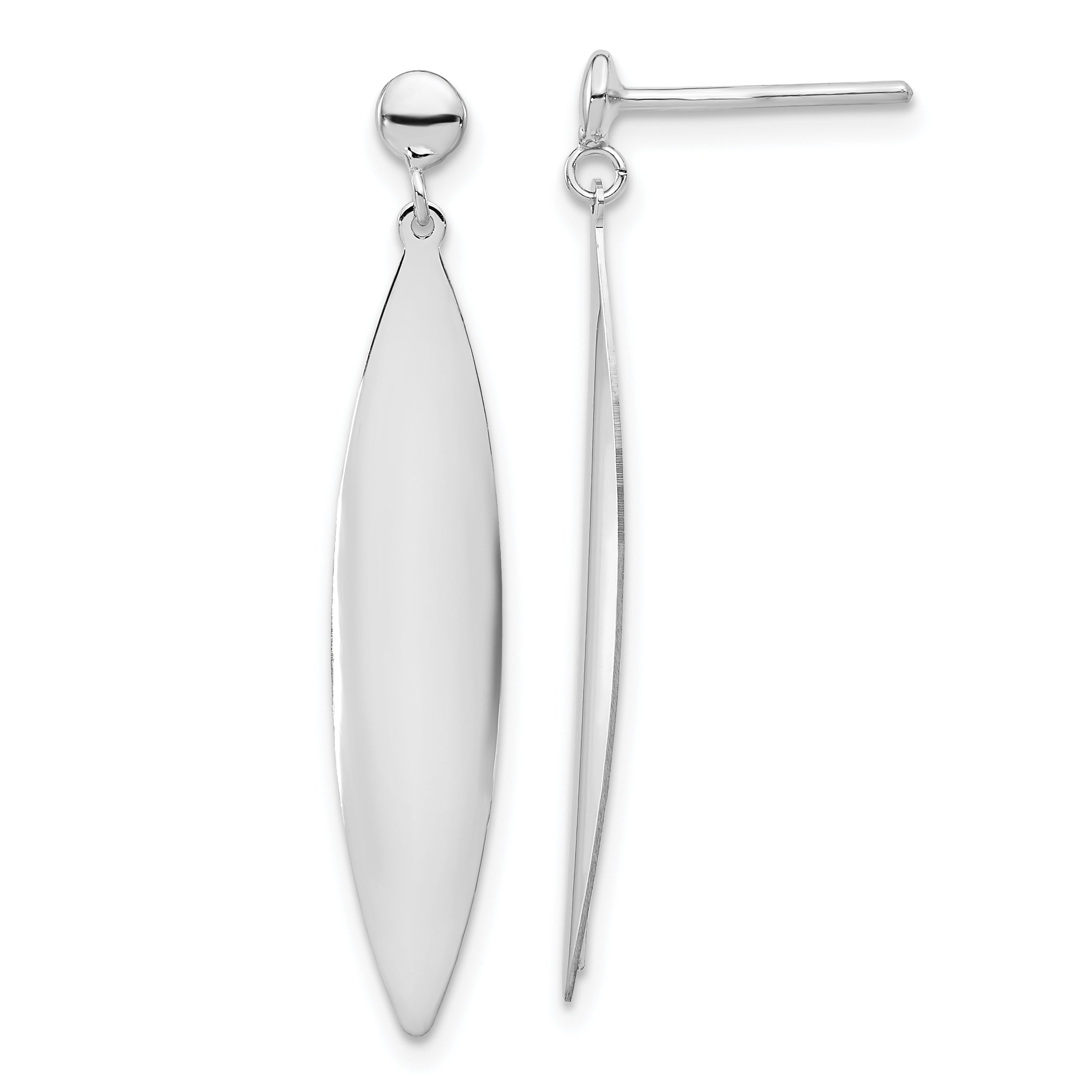 14K White Gold Polished Post Dangle Earrings Main image