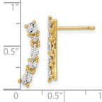 14K and White Rhodium Polished and Diamond-cut Post Earrings