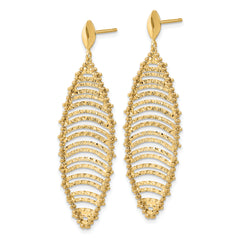 14K Polished and Textured Post Dangle Earrings