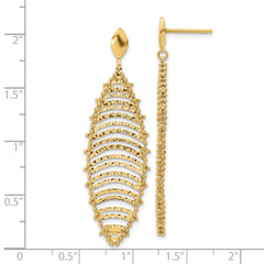 14K Polished and Textured Post Dangle Earrings