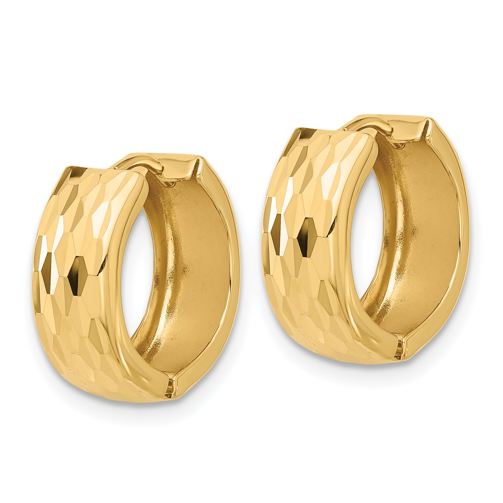 14K Diamond-Cut Hinged Huggie Earrings Secondary image
