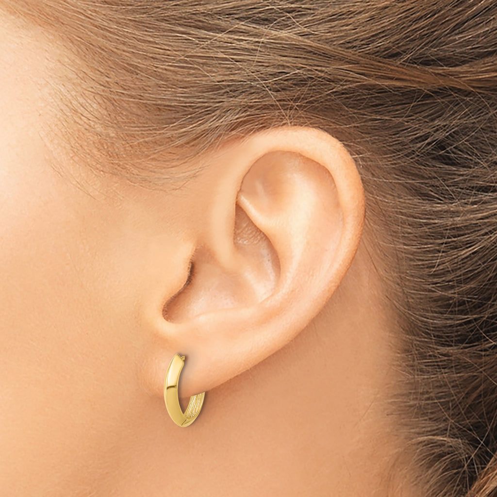 14K Polished Hinged Huggie Earrings