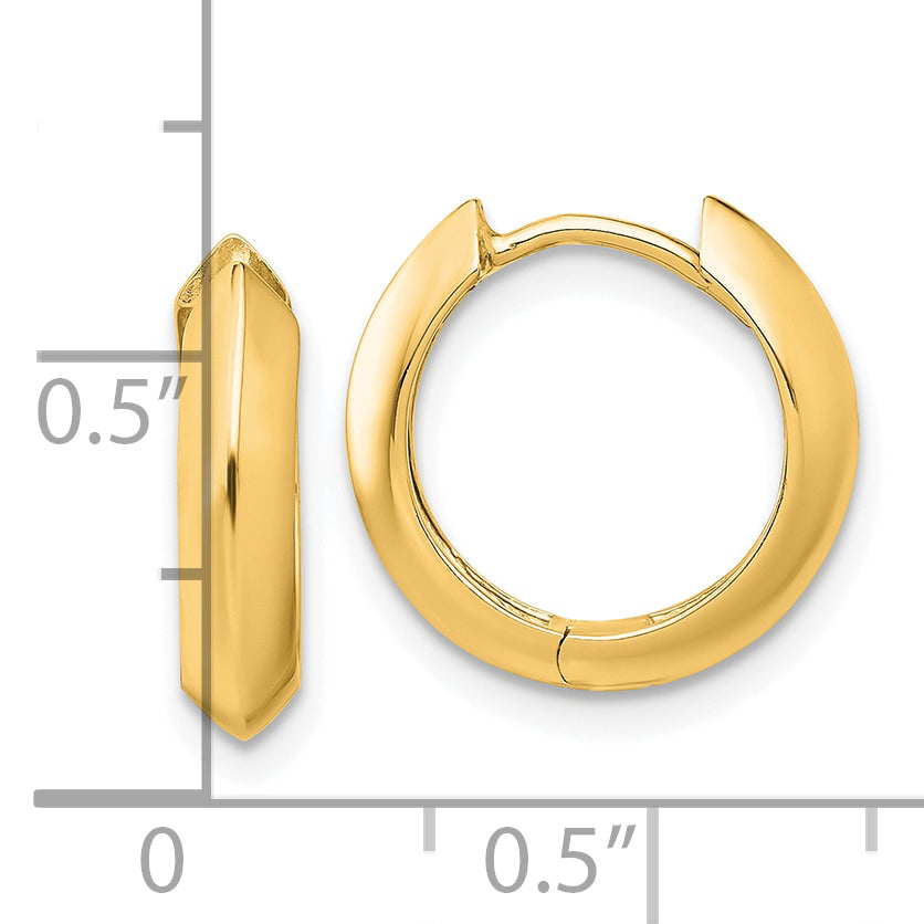 14K Polished Hinged Huggie Earrings
