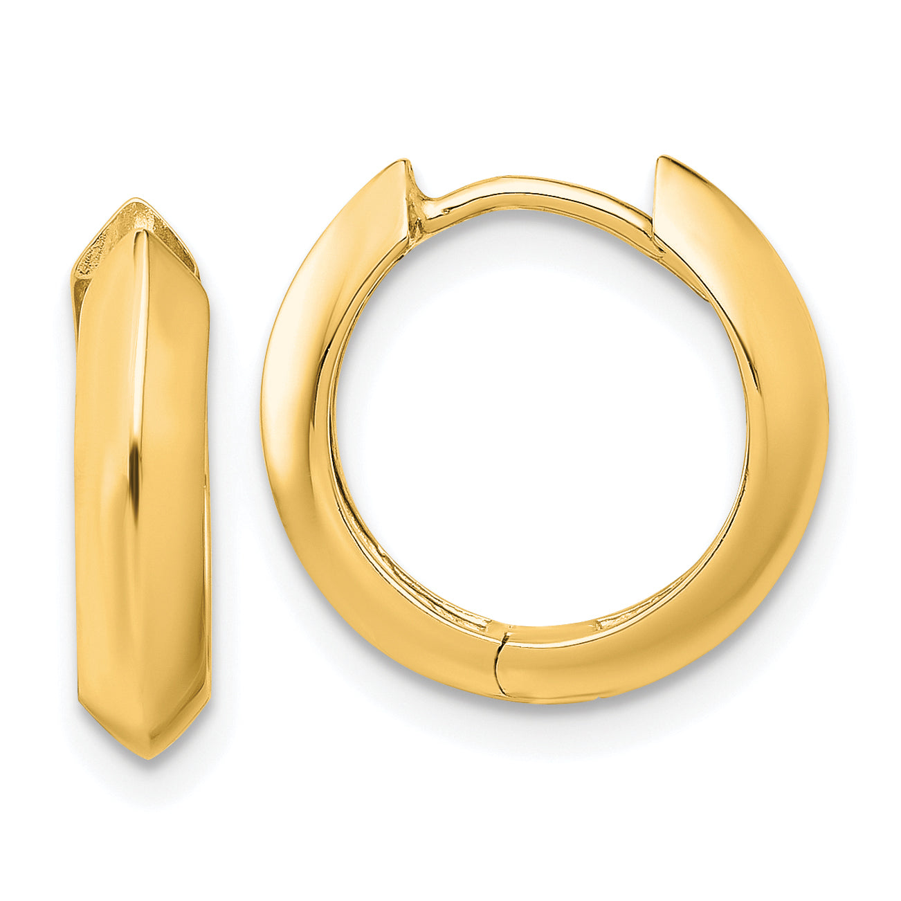 14K Polished Hinged Huggie Earrings