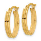 14K Polished and Grooved Oval Hoop Earrings