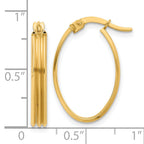 14K Polished and Grooved Oval Hoop Earrings