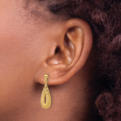 14K Filigree Teardrop Post Dangle Earrings