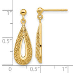 14K Filigree Teardrop Post Dangle Earrings