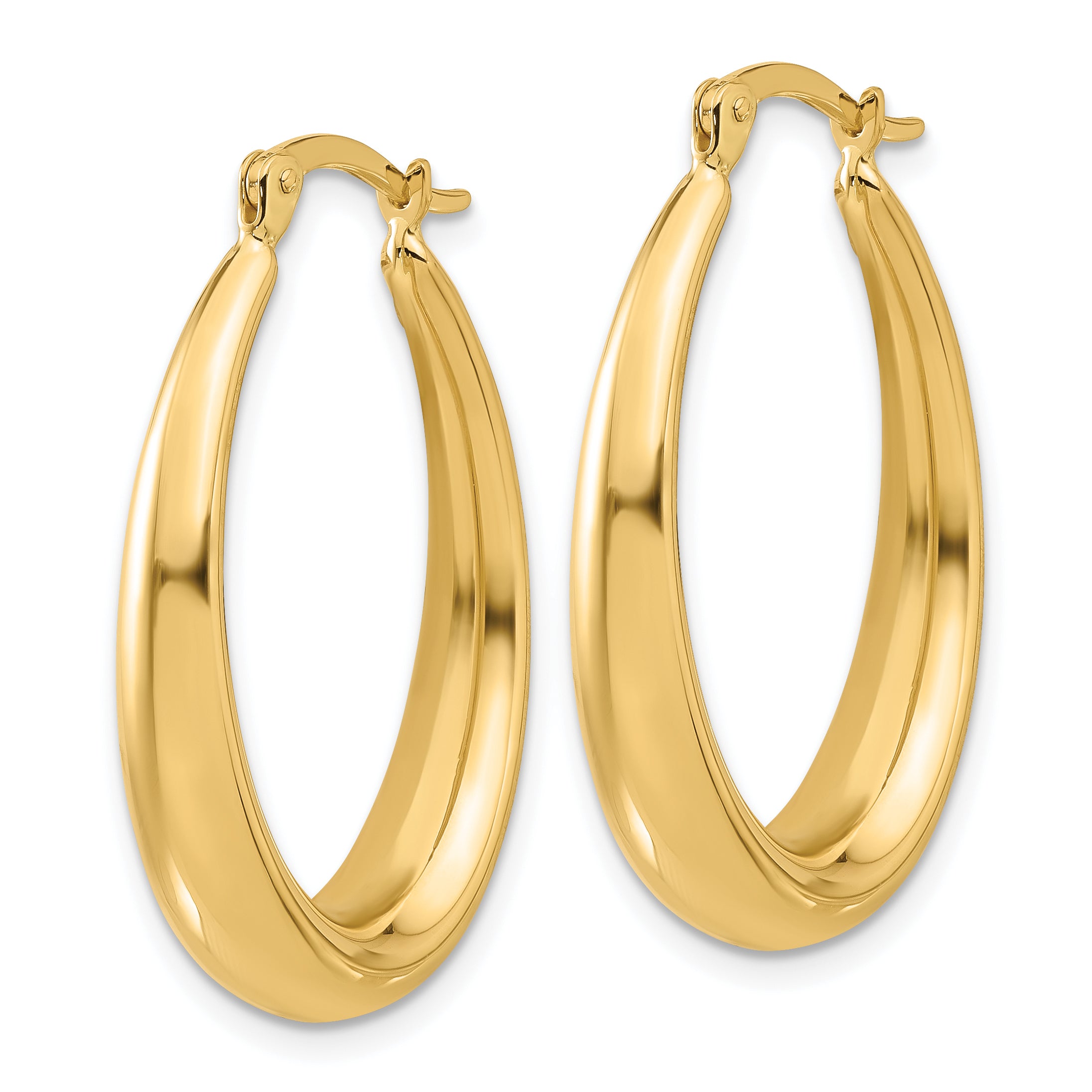 14K Polished Oval Hoop Earrings Secondary image