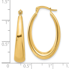 14K Polished Oval Hoop Earrings