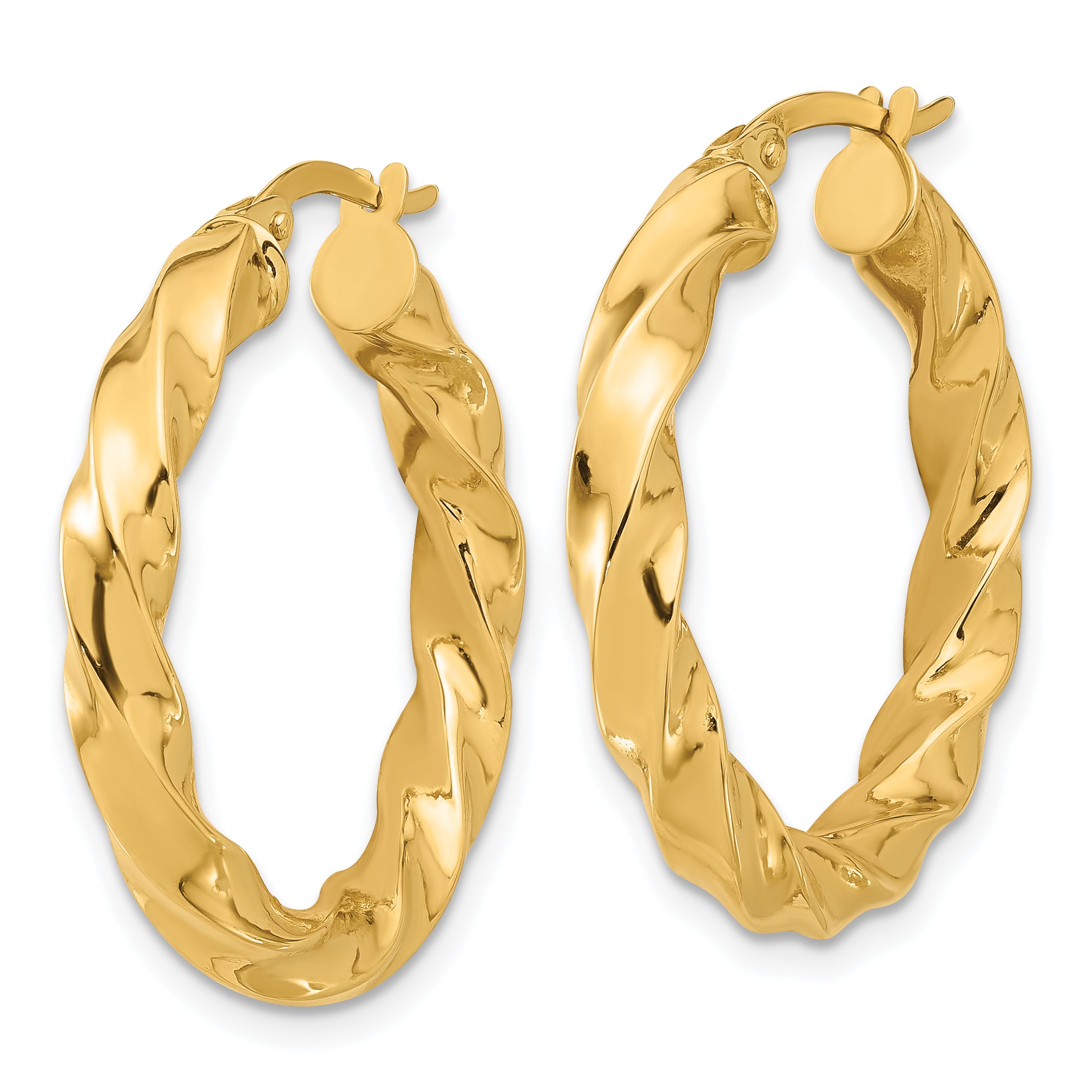 14K Polished Twisted Hoop Earrings Secondary image