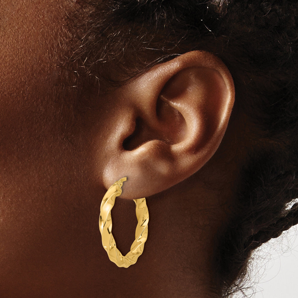 14K Polished Twisted Hoop Earrings
