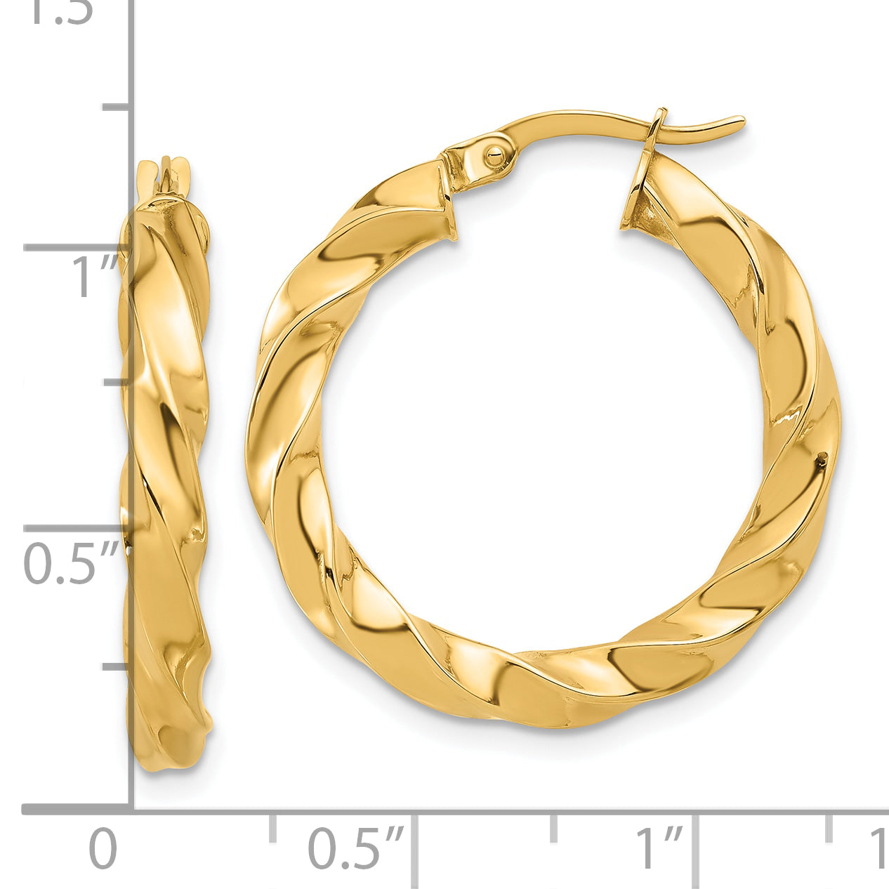 14K Polished Twisted Hoop Earrings