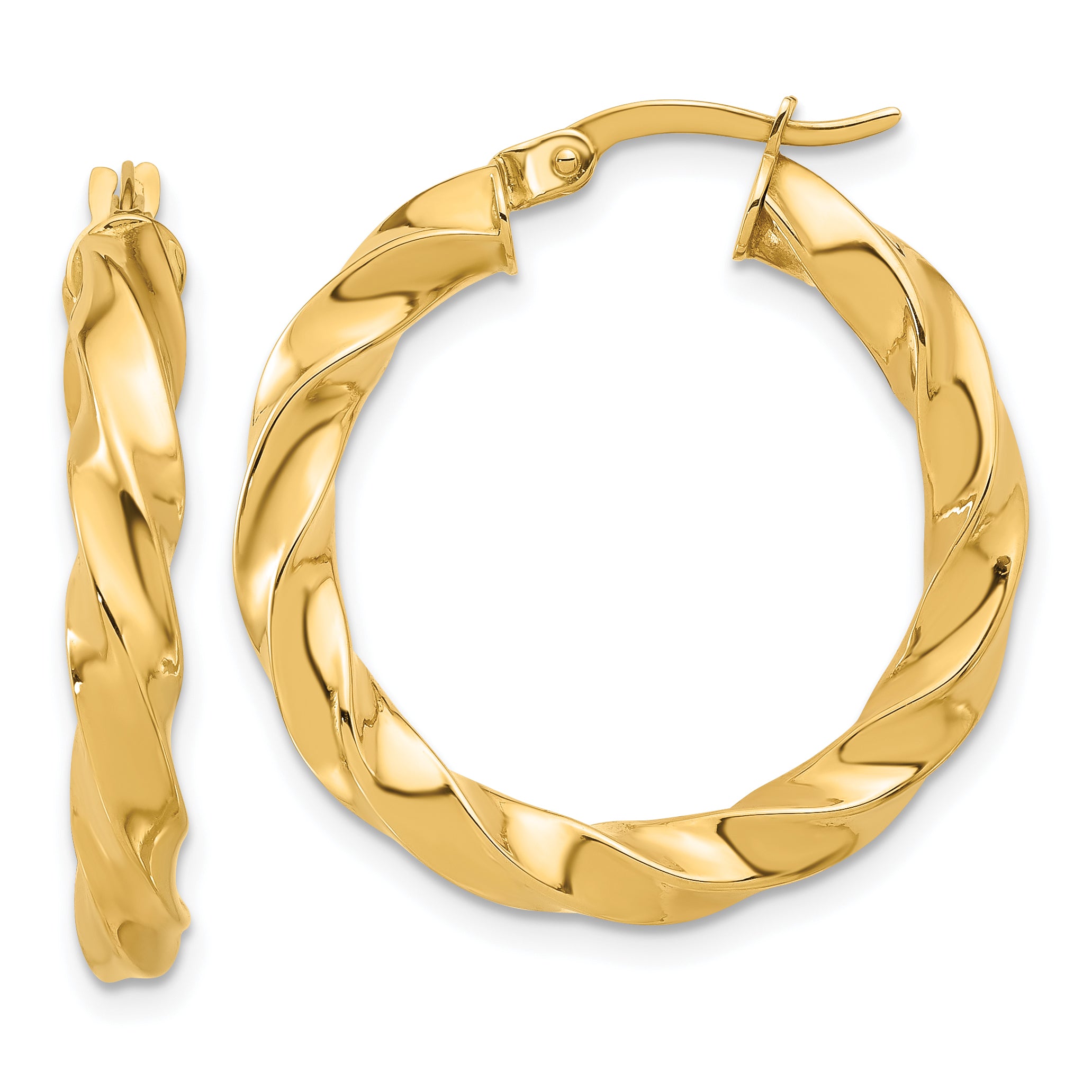 14K Polished Twisted Hoop Earrings Main image
