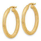 14K Diamond-Cut Round Hoop Earrings