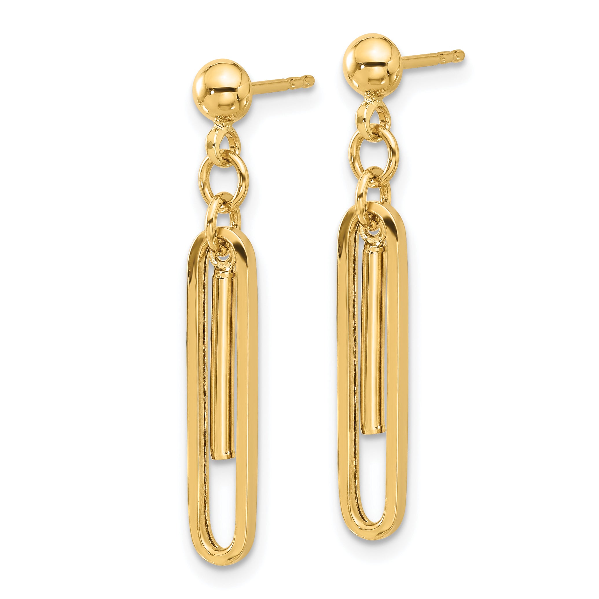 14K Polished Paperclip Dangle Earrings Secondary image