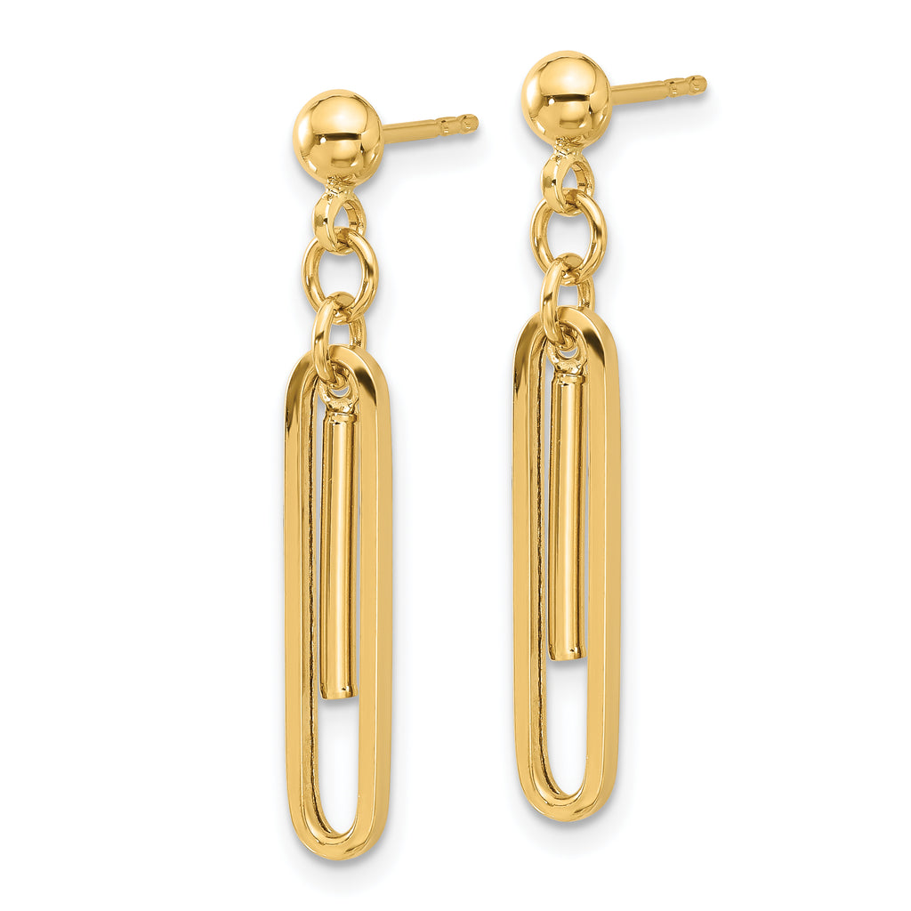 14K Polished Paperclip Dangle Earrings