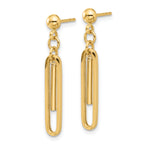 14K Polished Paperclip Dangle Earrings
