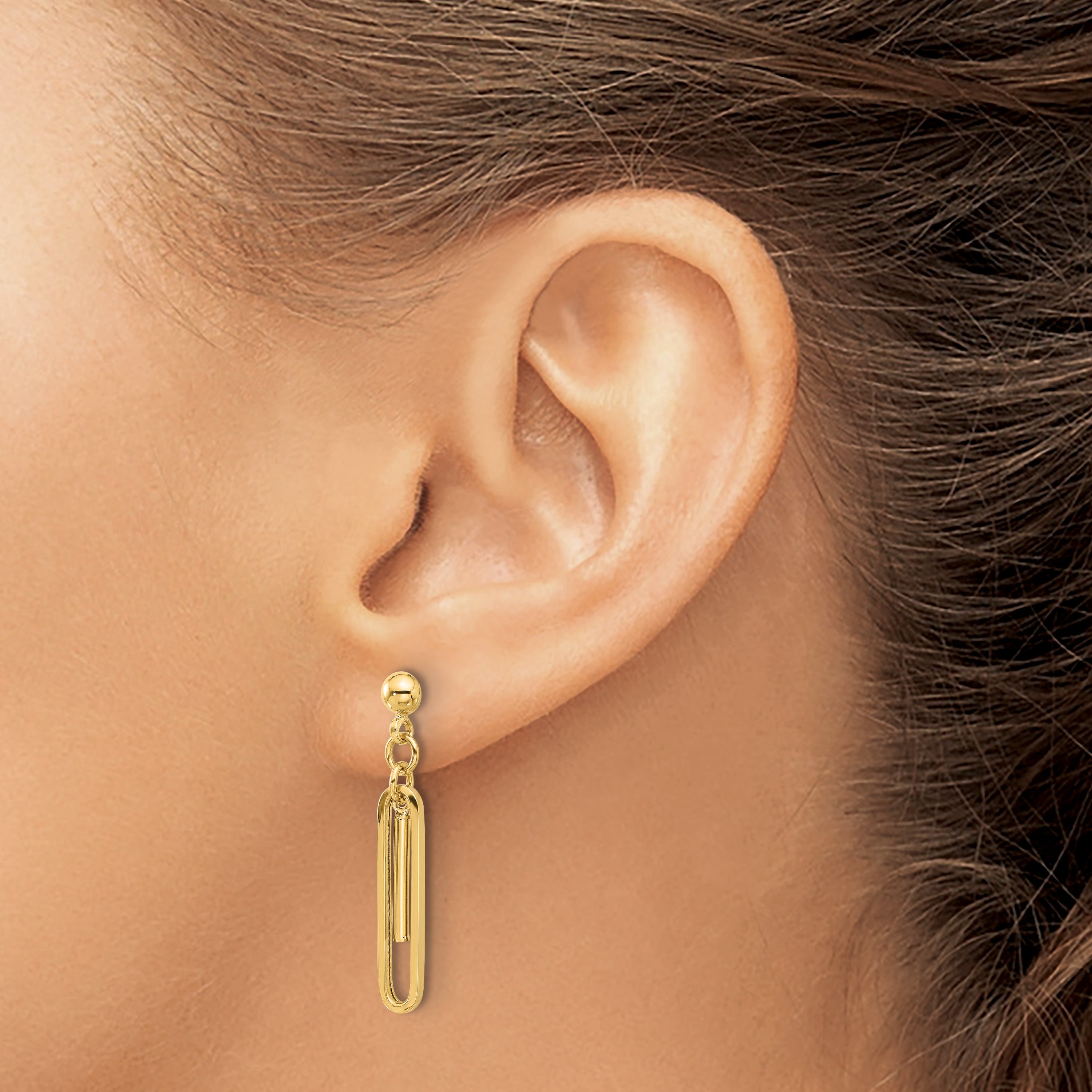 14K Polished Paperclip Dangle Earrings
