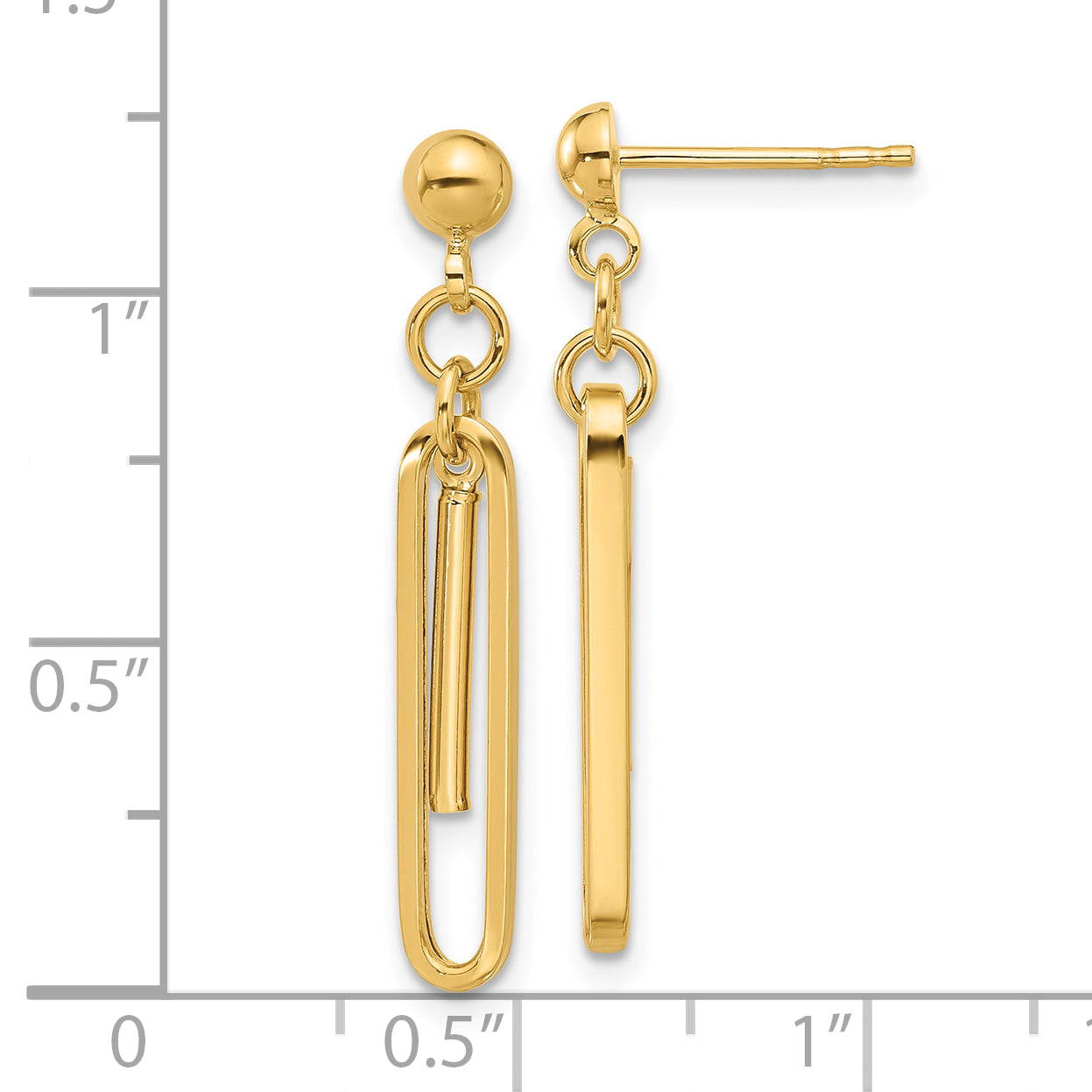 14K Polished Paperclip Dangle Earrings