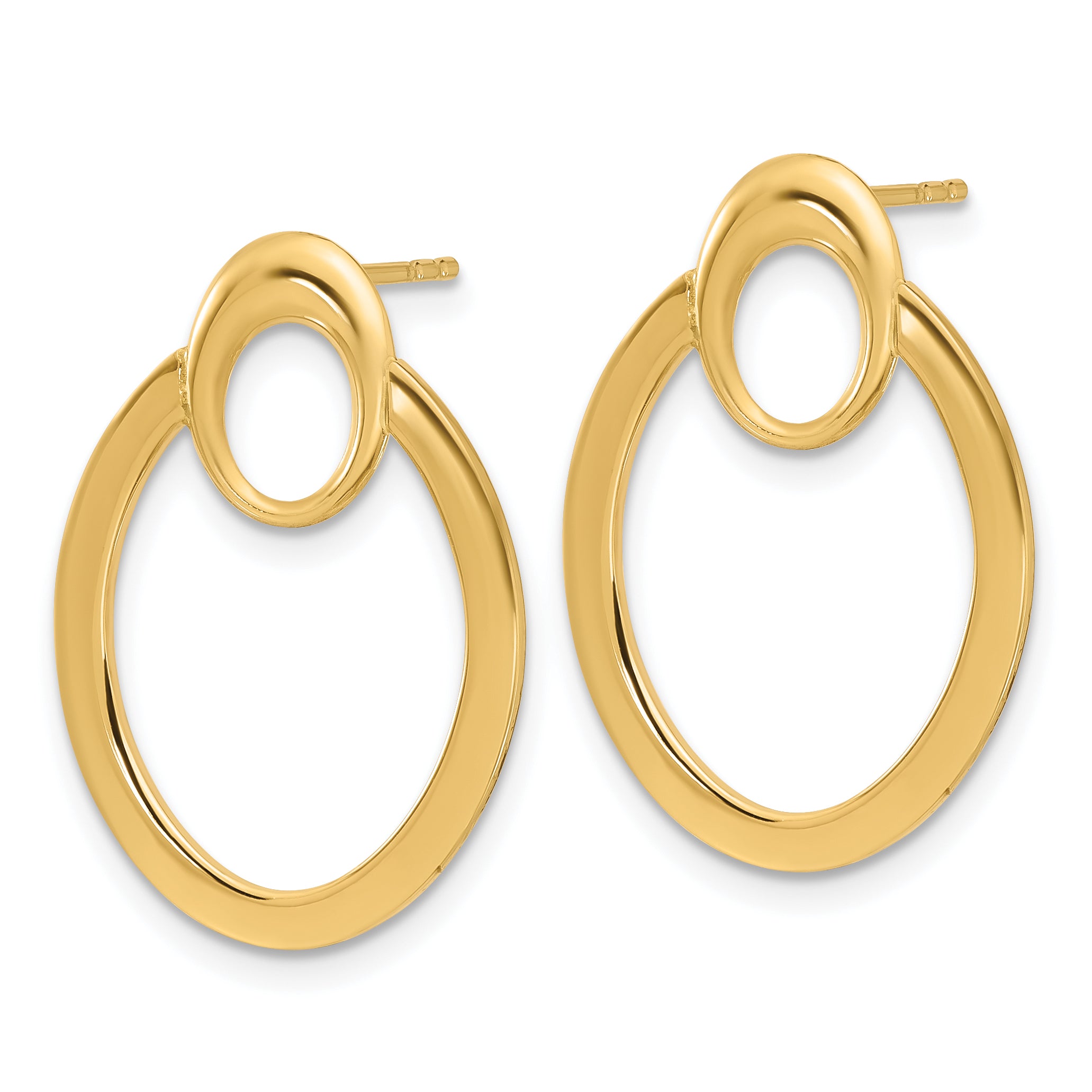 14K Polished Oval Drop Post Earrings Secondary image