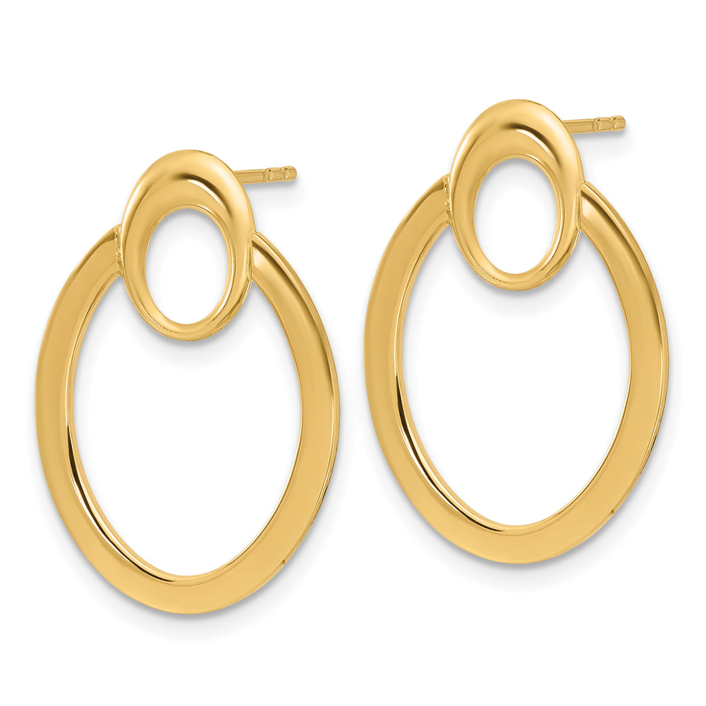 14K Polished Oval Drop Post Earrings
