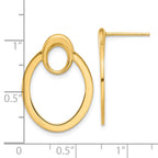 14K Polished Oval Drop Post Earrings