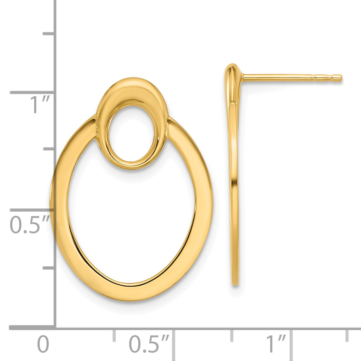 14K Polished Oval Drop Post Earrings