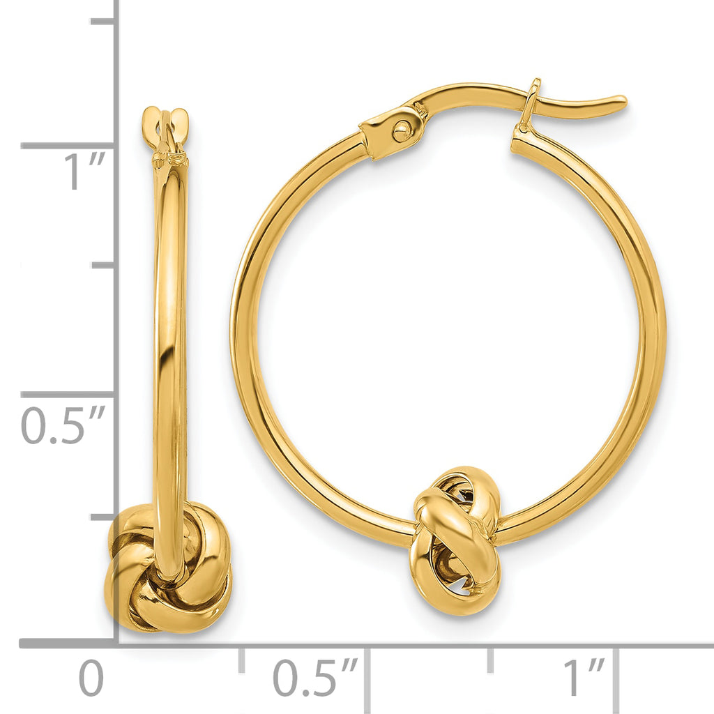 14K Polished Knot Hoop Earrings