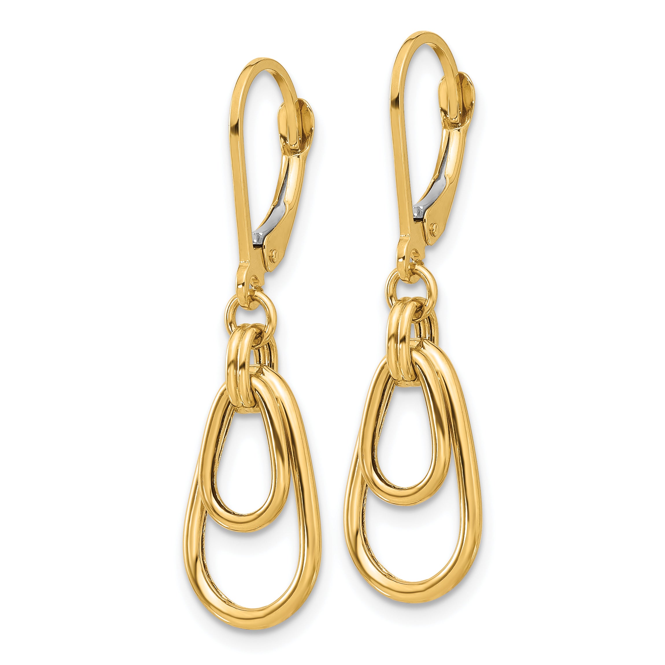 14K Polished Teardrop Dangle Leverback Earrings Secondary image
