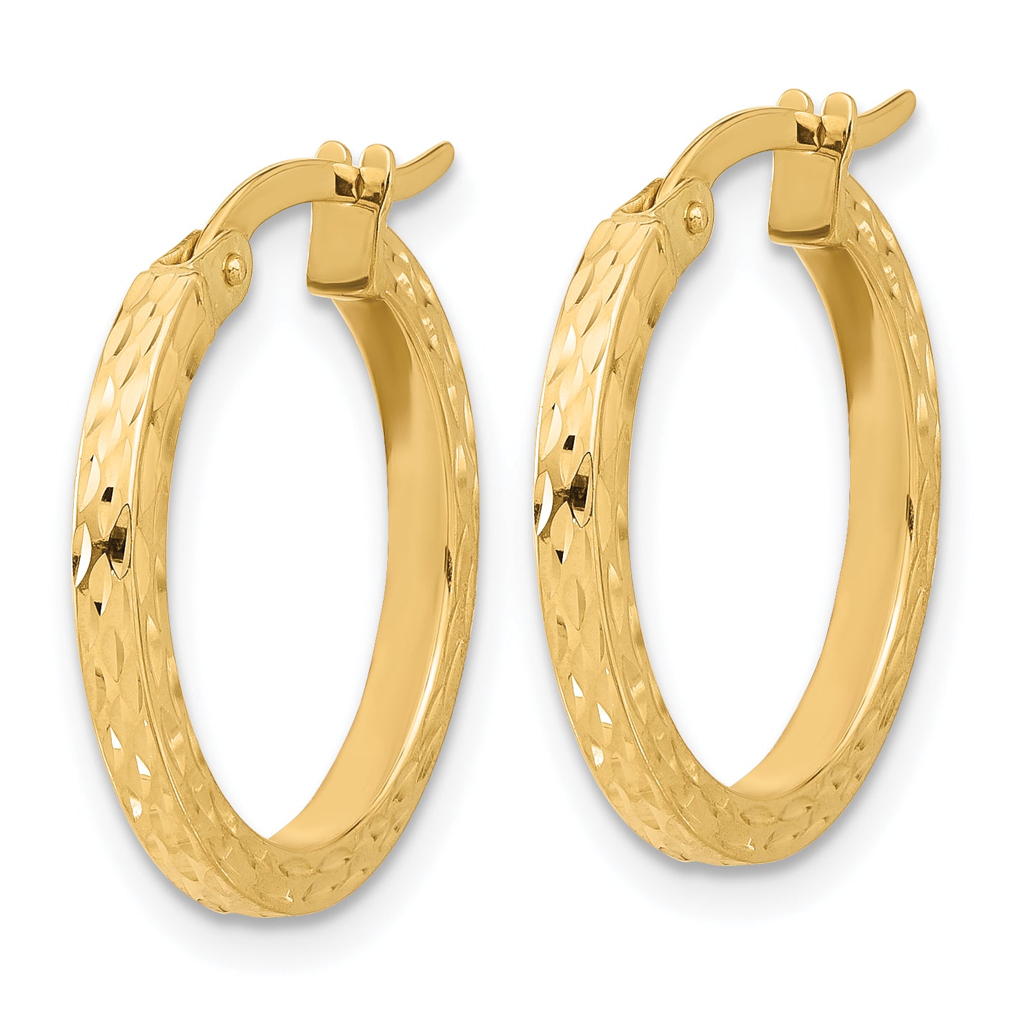 14K Diamond-cut Hoop Earrings Secondary image