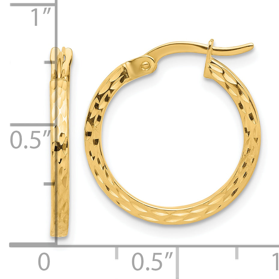 14K Diamond-cut Hoop Earrings