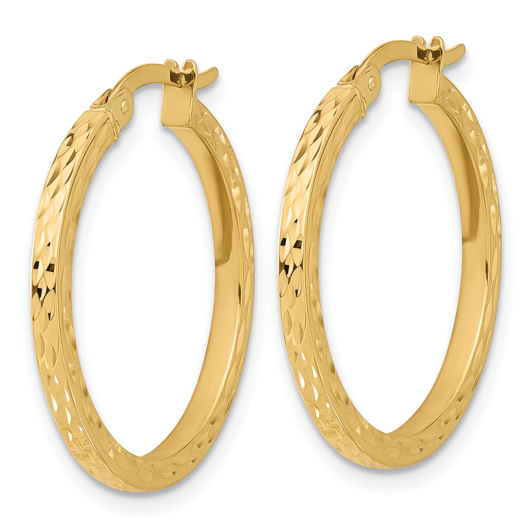 14K Diamond-cut Hoop Earrings Secondary image