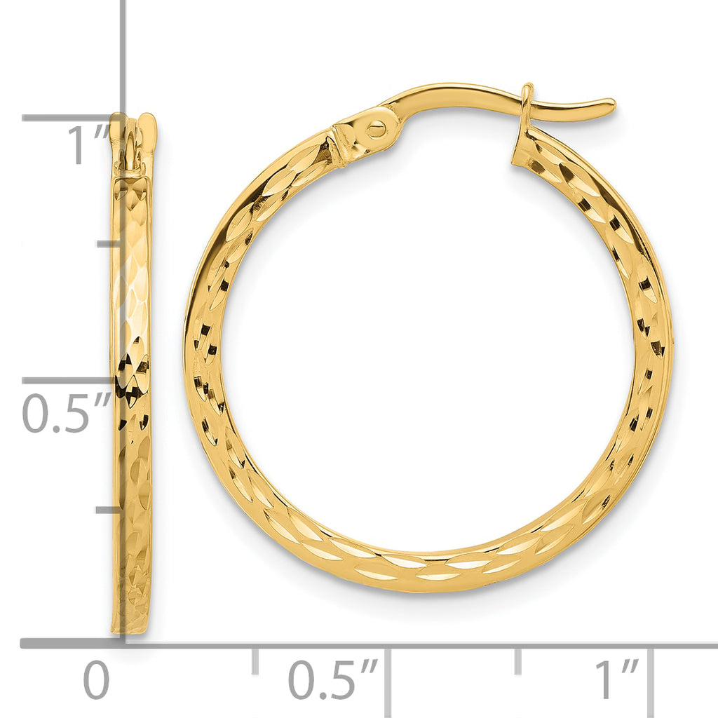 14K Diamond-cut Hoop Earrings