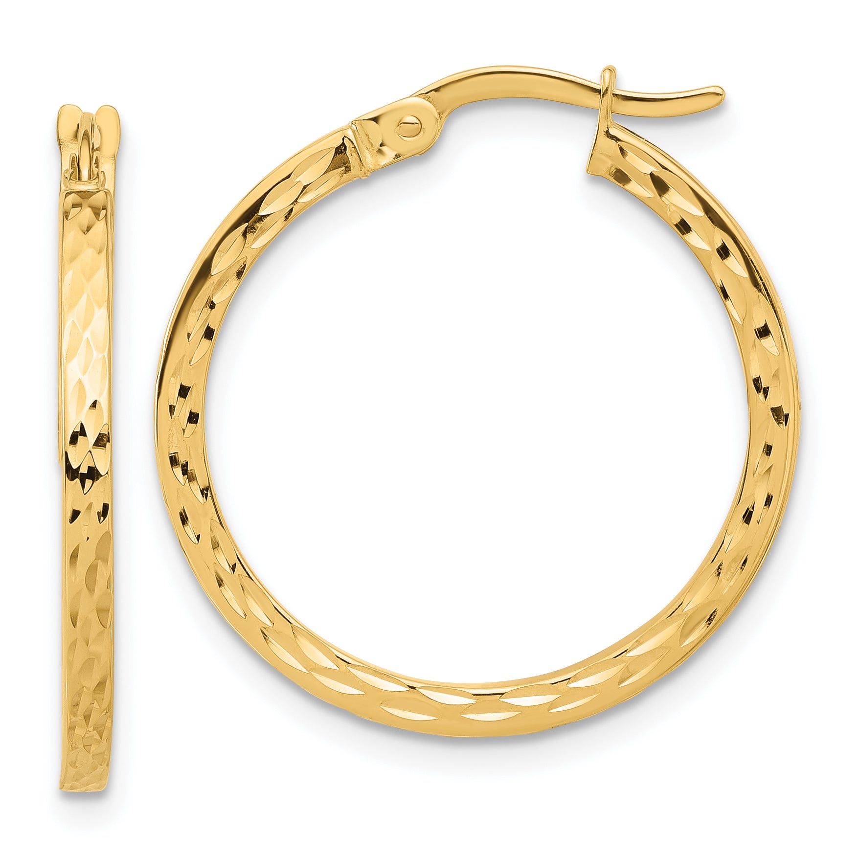 14K Diamond-cut Hoop Earrings Main image