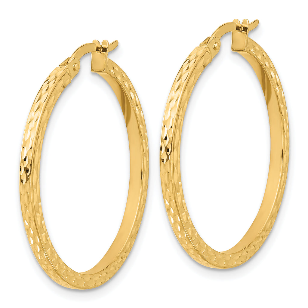 14K Diamond-cut Hoop Earrings