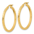 14K Diamond-cut Hoop Earrings