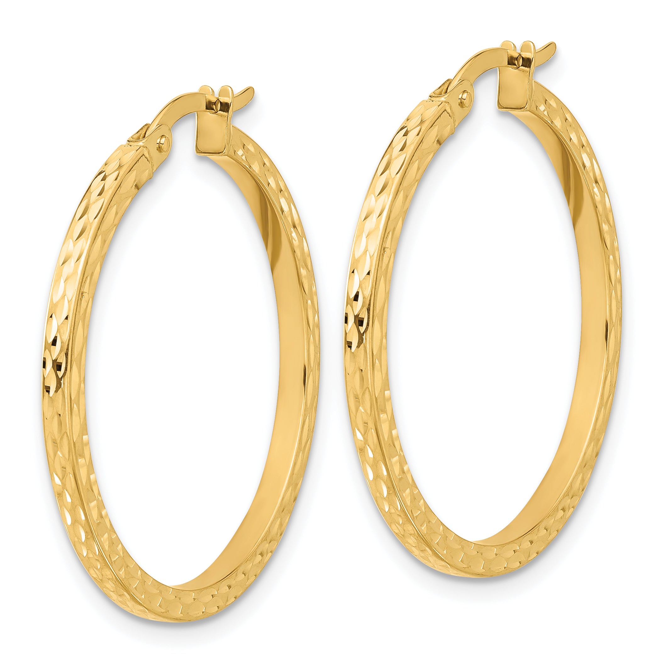 14K Diamond-cut Hoop Earrings