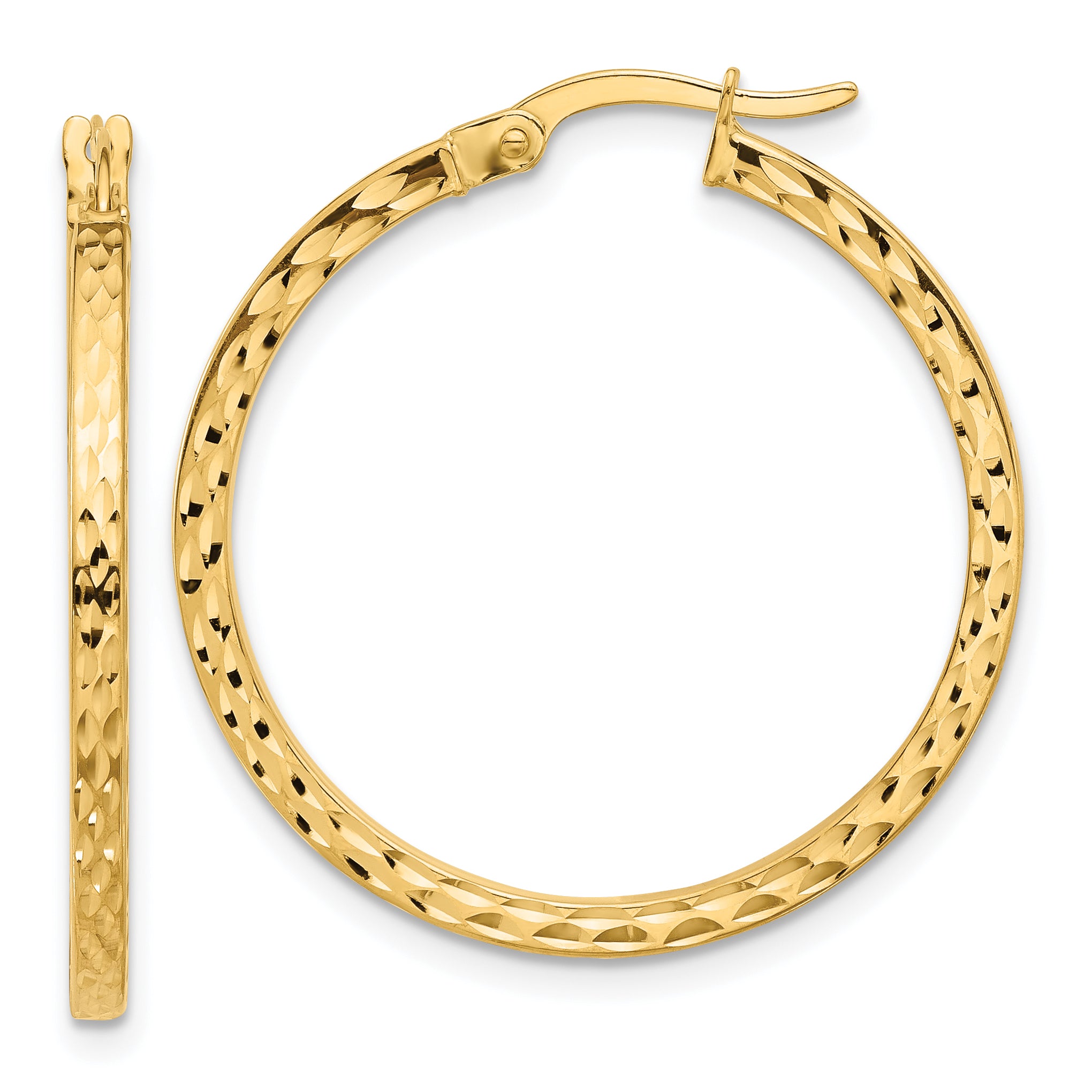 14K Diamond-cut Hoop Earrings Main image