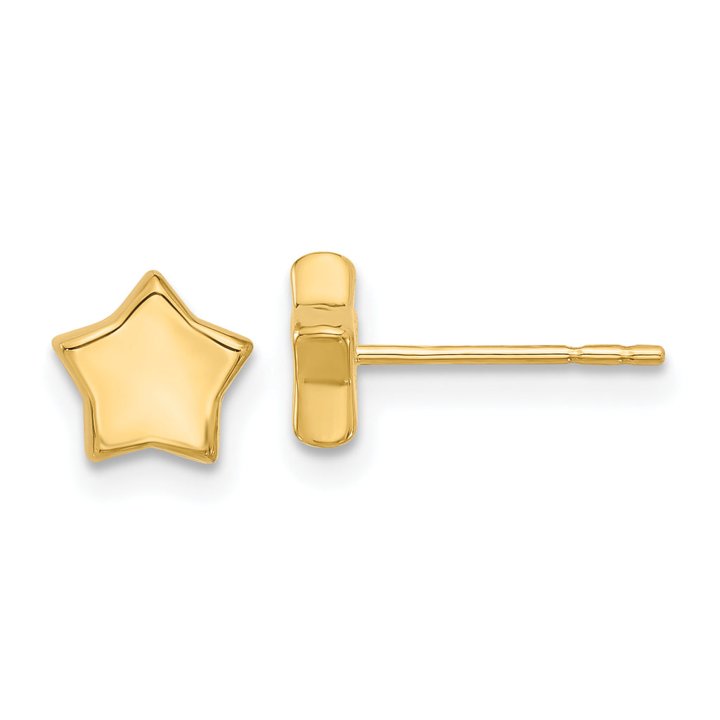 14K Polished Stars Post Earrings