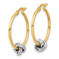 14K Two-tone Polished Knot Hoop Earrings