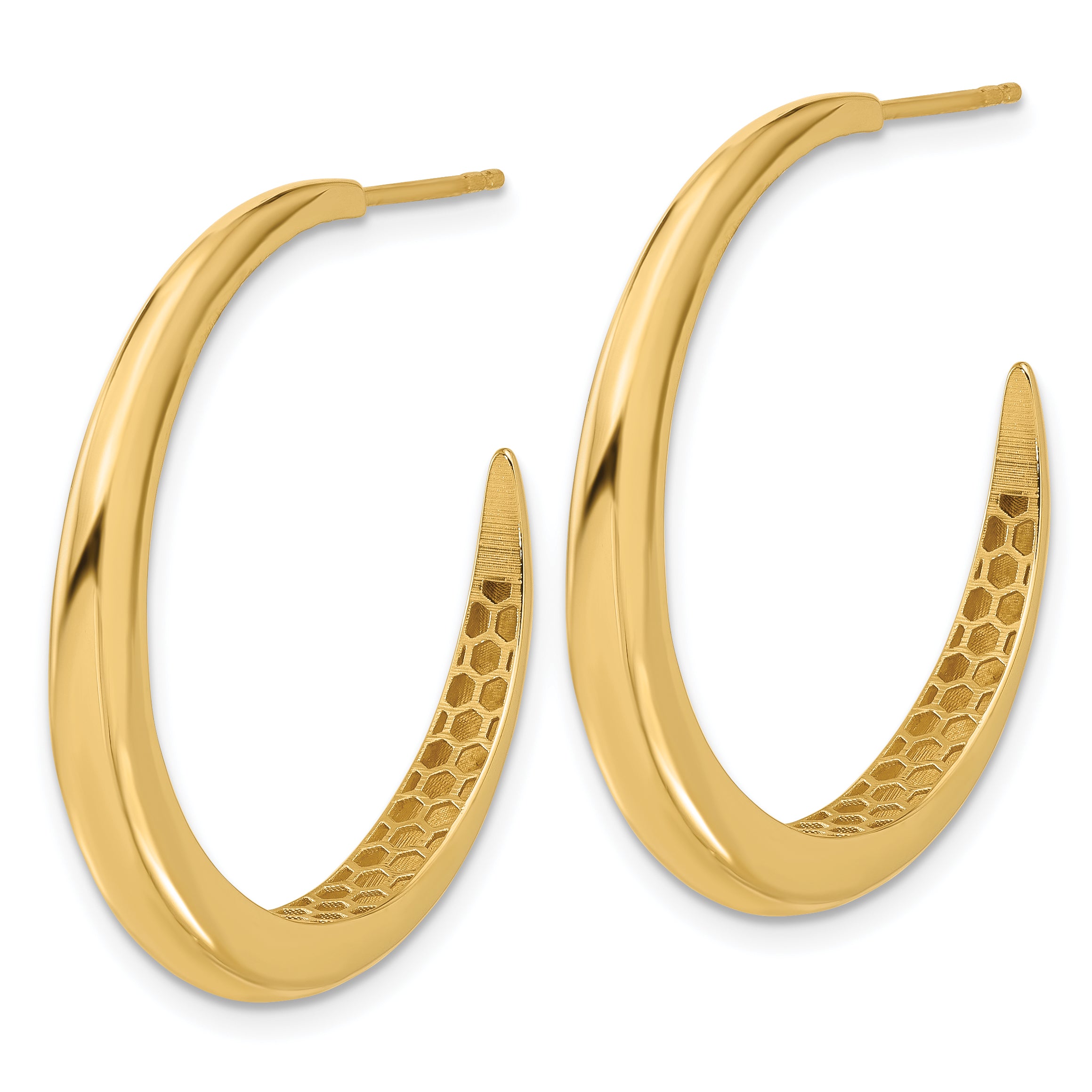 14K Polished J-Hoop Post Earrings Secondary image